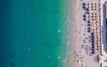 Beach in Loutraki - panoramic view